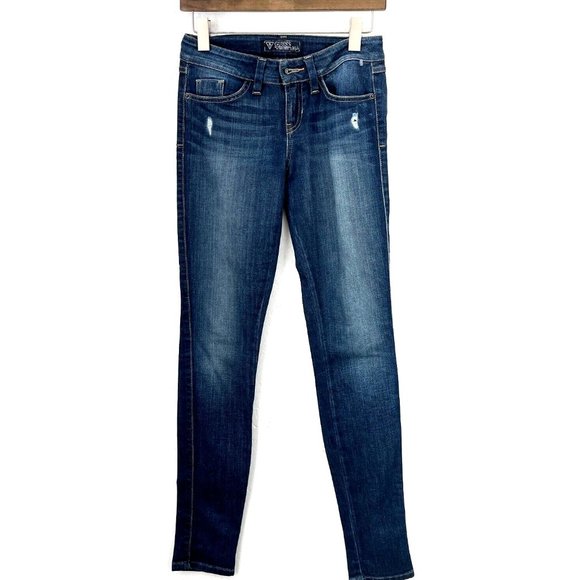 Guess Brittney Skinny Blue Dark Wash Jeans Size 25 - Picture 1 of 5